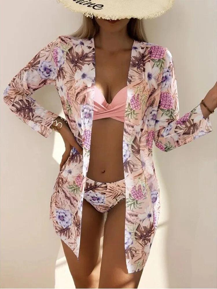 Kit Moda Praia - Biquíni Tropicália + Saída De Praia