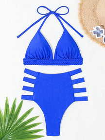 Conjunto de Biquíni Cintura Alta com Detalhe Trançado