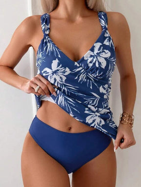 Tankini Elegância Floral Azul